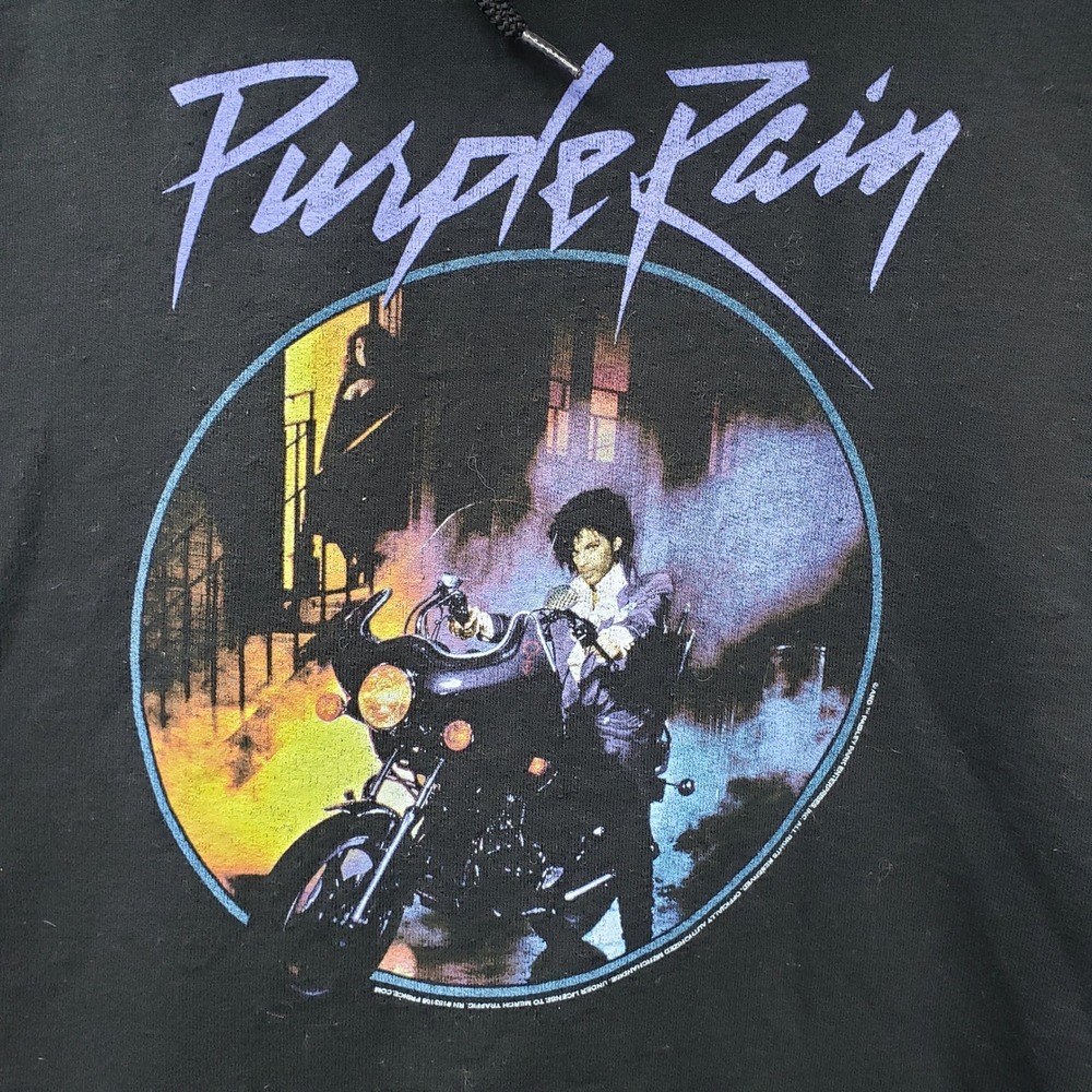 Prince Purple Rain Graphic Hoodie Sweatshirt Black Motorcycle Graphic Retro 80s